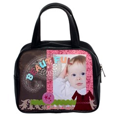 fun, kids, flowers, happy, child - Classic Handbag (Two Sides) fun, kids, flowers, happy, child - Classic Handbag (Two Sides)
