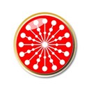 Red and white snowflake button