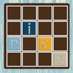 Stamp blue, brown