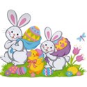 bunnies & chick with dragonfly