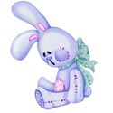 sitting bunny blue