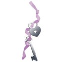 pink key heart ribbon