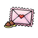 love envelope and chocolates