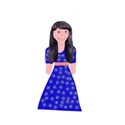 scrapbook paper doll in blue spotted dress