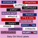 Baby Girl Word Labels