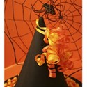 halloween witch hat and spider background