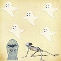 halloween ghost and skeleton background