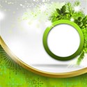 circle card green emb