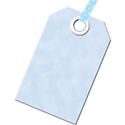 blue tag with ribbon