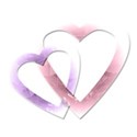 two hearts linked pink and lilac with inner glow