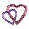 two hearts linked pink and lilac jewels