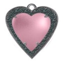 pearl pink heart stone  dark hammerd setting