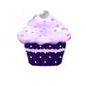 purple stars cupcake case with blue ball