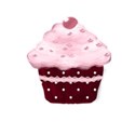 pink icing,red case cupcake cupcake