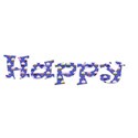 Blue happy word art