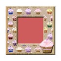 square pink distressed cupcake frame