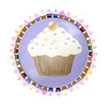 blue button cream cupcake