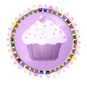 lilac cupcake button