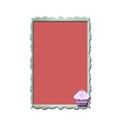 oblong green frame lilac cupcake