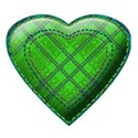 green triple stitched heart