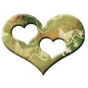 AC 3d I Heart You dbl frame green puff