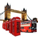 telephone box, bus, tower bridge