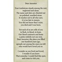 dear ancestor poem paper