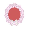 pink oval with ribbon rose