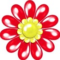 red flower yellow center