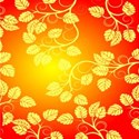 Gold leaves on red background