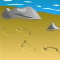 footprints on beach background