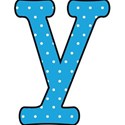 y - Blue polka dot