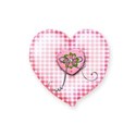 pink gingham heart with silverbow