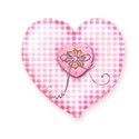 gingham heart pinks