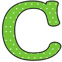 Big C - Green polka dot