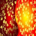 Christmas gold leaves on two tone red background