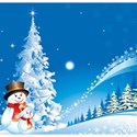 Christmas snowman on blue background