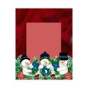 red Satin Frame with snowmen