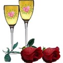 champaine glasses and roses