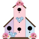 pink and purple bird house