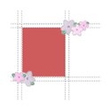 stitching frame with flowers white