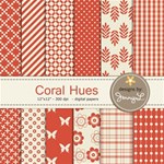 Coral Hues Digital Papers