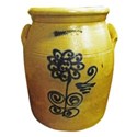 Antique Crock Blue Flower